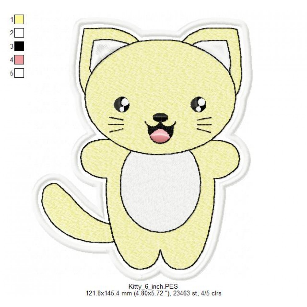 3 Inch Cute Kitty Embroidery Design