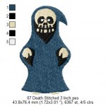 07 Death Stitched 3 Inch Embroidery Design