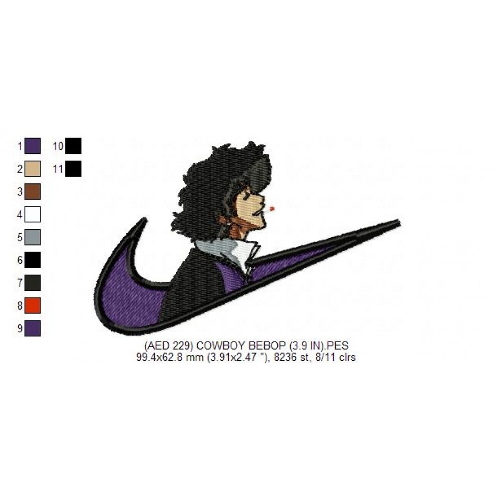 Cowboy Bebop Anime Character with Nike Swoosh