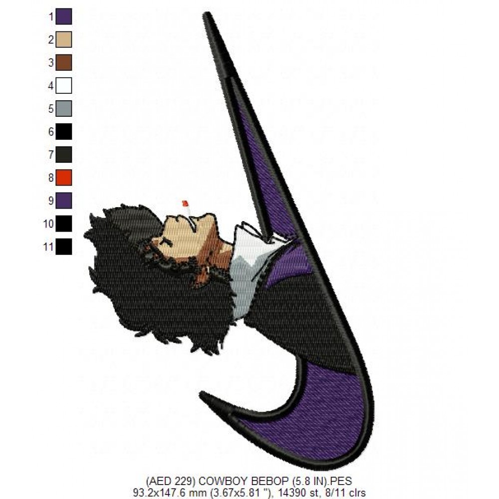 Cowboy Bebop Anime Character with Nike Swoosh