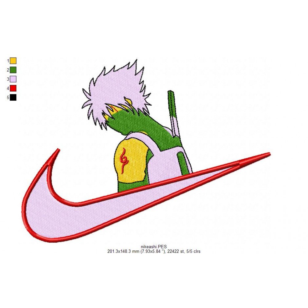 Anime Nike Swoosh Character Design Embroidery Pattern