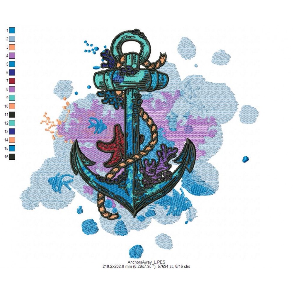 AnchorsAway L Cartoon Embroidery Design