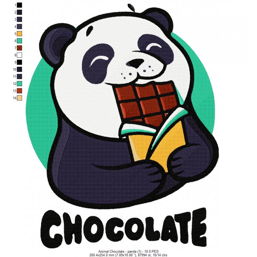 Animal Chocolate panda (1) 10.0 Cartoon Embroidery Design