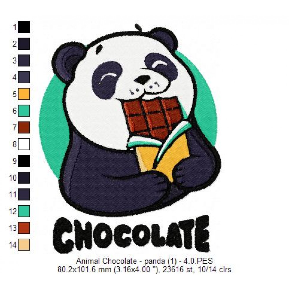 Animal Chocolate panda (1) 4.0 Cartoon Embroidery Design