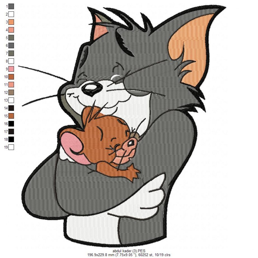 Tom and Jerry Embroidery Design 1